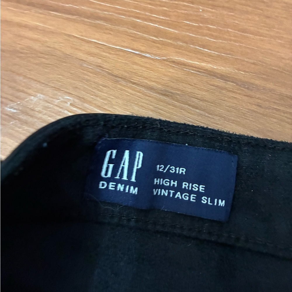 GAP Black High Rise Vintage Slim Leather Pants Size 12 - Picture 2 of 3